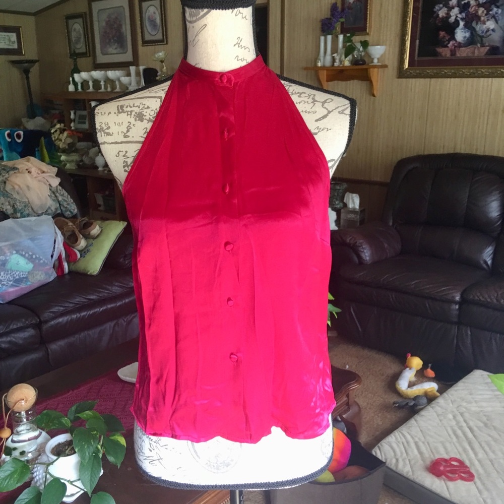 Beautiful 100% silk button up blouse
